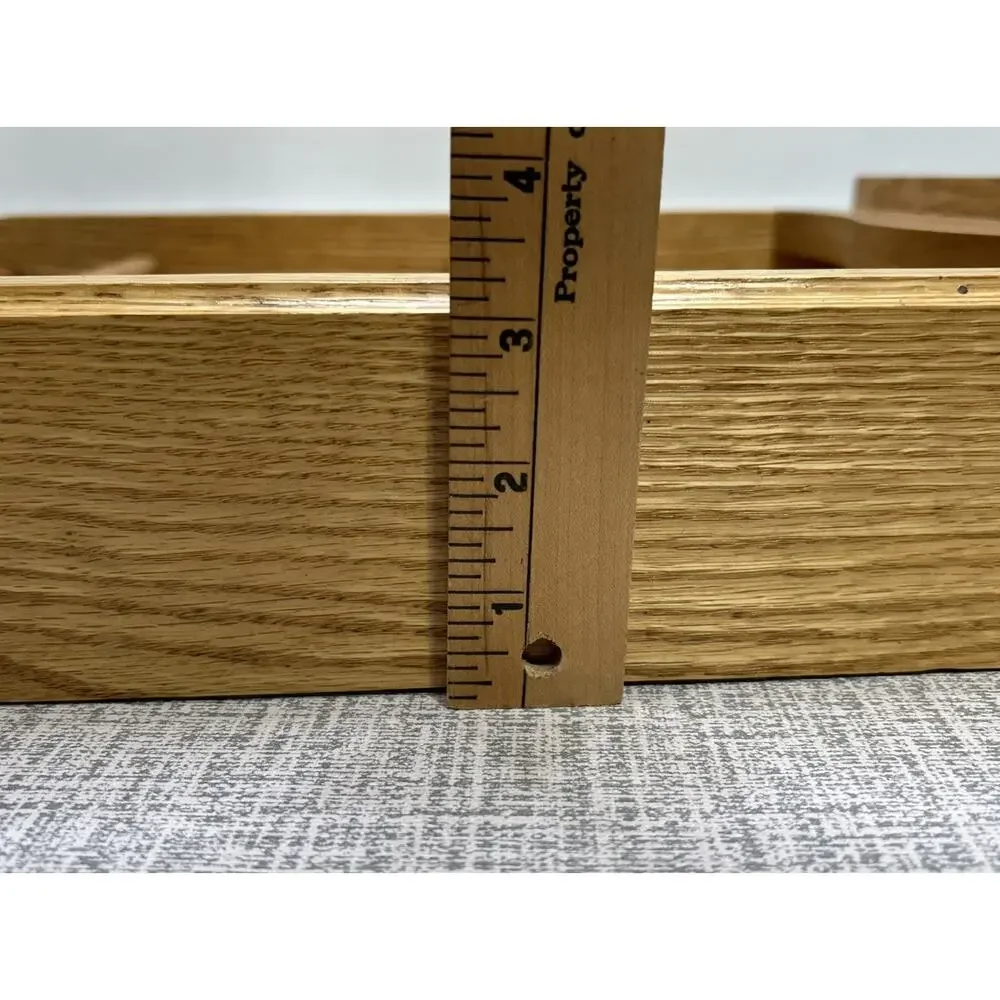Vintage Handmade Solid Oak Wall Shelf Towel Bar 2 Shelves 19x14x4 Boho Spices